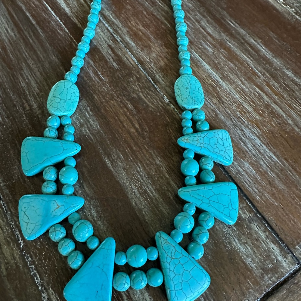 ESTATE SALE LOT RARE SHAPE FAUX Turquoise Beaded Statement Necklace